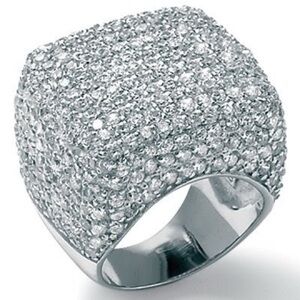 12ct HUGE Micro PAVE Set Cz DOME Cocktail statement Bling Glam Ring Silver NEW